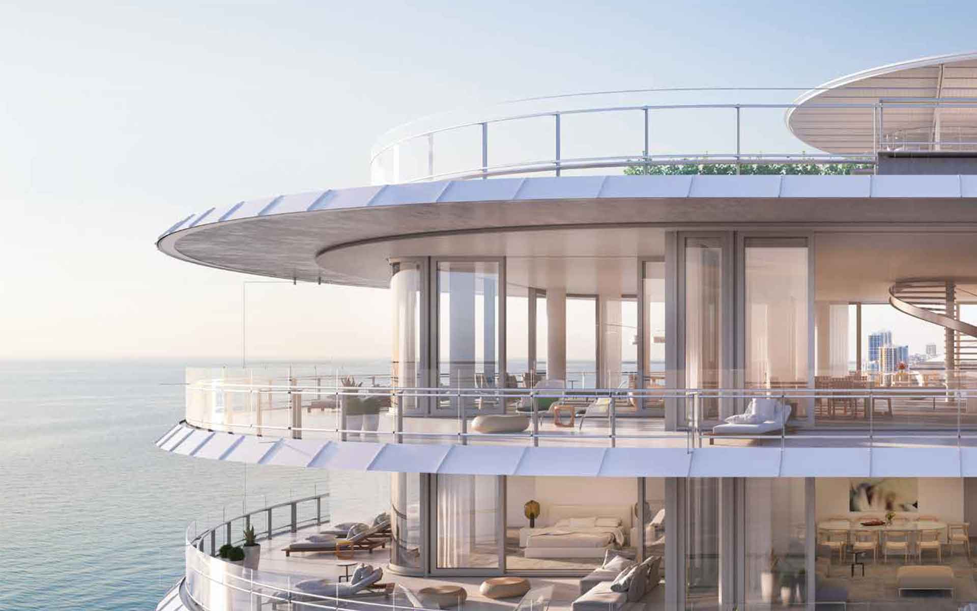 penthouse suite at 87 park residences with large deck and stunning architecture.